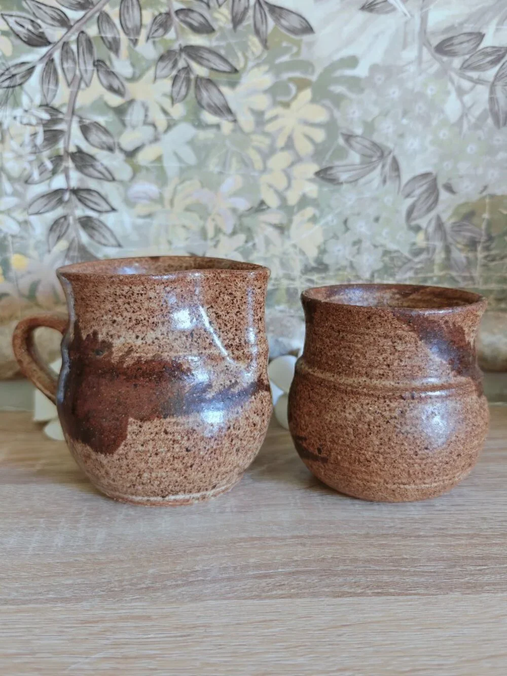 Vintage Signed MW Studio Pottery Creamer & Sugar Bowl Set Wabi Sabi